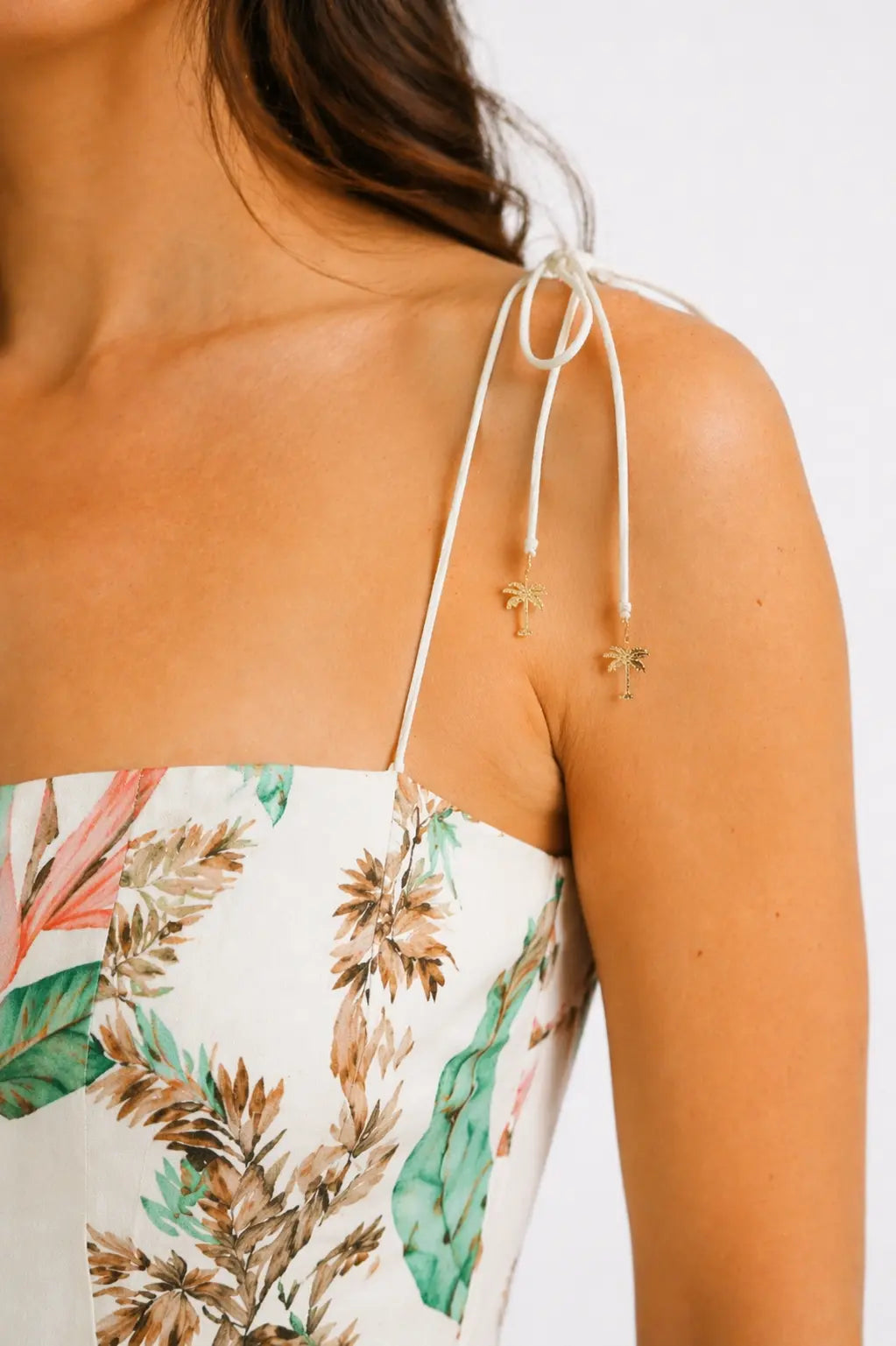 WHITE COTTON WATERCOLOUR PRINT MINI DRESS